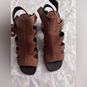 Brown Textured Women's Sandals